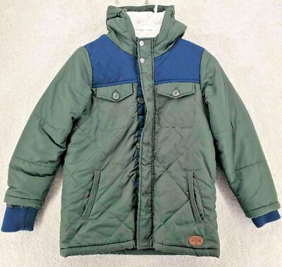 #ad Outdoor Kids Boys Quilted Jacket Long Sleeve Zip Snap Pockets L 10 12 very nice $31.03