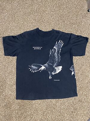 #ad 1992 Department Of Justice Flying Eagle Single Stitch Shirt Size XL USA $49.99