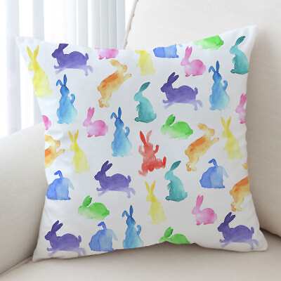 #ad Colorful Bunnies for Kids Cushion Cover $12.90