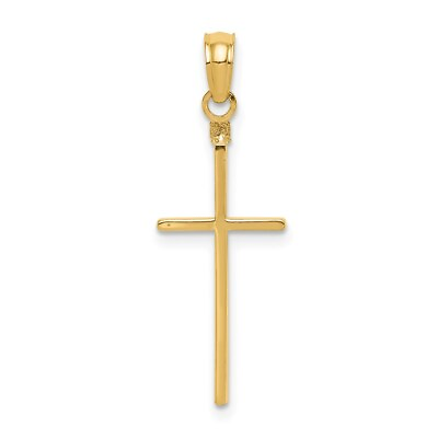 #ad 14K Yellow Gold Polished Cross Pendant L 28 mm W 10 mm 0.59gm $99.00