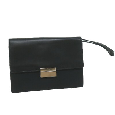 #ad GUCCI Clutch Bag Leather Nylon Black 018 1613 Auth 65287 $160.00