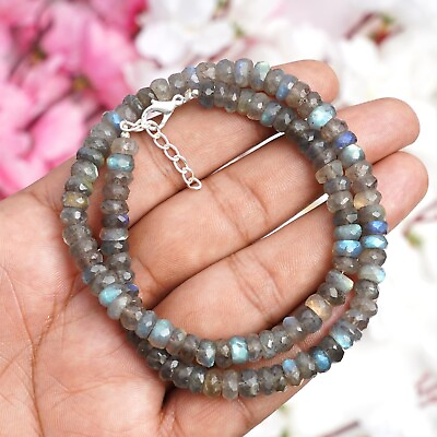 #ad Beautiful Faceted labrodorite Gemstone Beaded Necklace Gemstone Jewelry $25.16