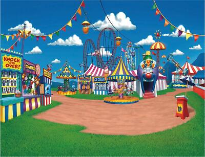 #ad Circus Backdrop Playground Tents Carnival Photo Kids Background Studio Props $23.99