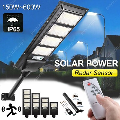 #ad Commercial LED Solar Street Light Dusk to Dawn IP65 Outdoor Sensor PoleRemote $70.29