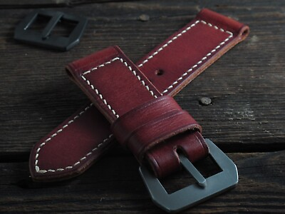 #ad Handmade quot;Fienoquot; brown leather watch strap VDB Panerai GPF 282726 2422mm $90.00