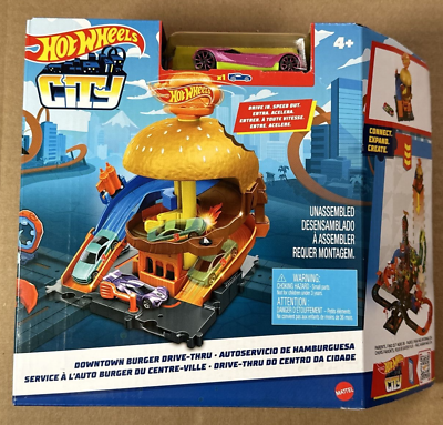 #ad 🍔Hot Wheels City Downtown Burger Drive Thru Play Set NEW IN BOX Ships Free🍔 $18.95