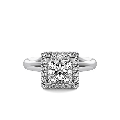 #ad Halo 1.21 Carat E VS1 Natural Earth Mined Princess Cut Diamond Engagement Ring $5295.00