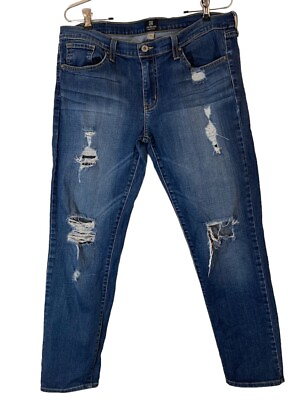 #ad Just Black Womens Jeans 31 Frayed Medium Wash Mid Rise Distressed M $15.99