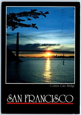 #ad Postcard Golden Gate Bridge San Francisco Skyline Bay Bridge California USA $3.95