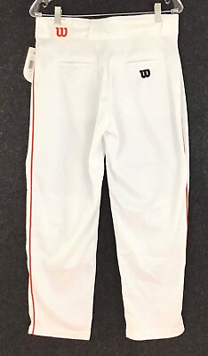 #ad Wilson Classic Relaxed White Baseball Pants Red Side Stripe Youth Size XL $27.13