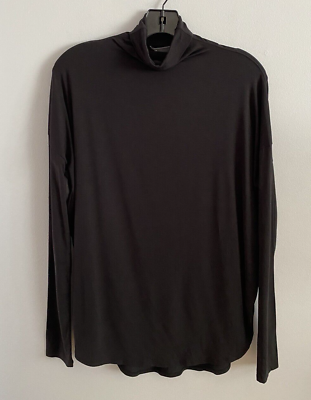 #ad VINCE Funnel Neck Top Long Sleeve Black Modal Spandex Soft Relaxed Size S NWT $48.99