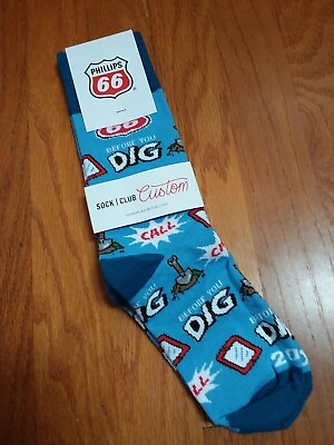 #ad RARE Phillips 66 Call Before You Dig Socks Sock Club One Size USA Cotton $18.00
