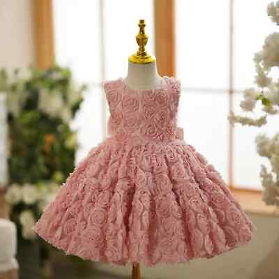 #ad Children#x27;s Sleeveless Princess Pink Ball Dress Birthday Baptist Party Girl Dress $49.89