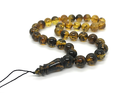 #ad Islamic 33 Prayer Beads Round 12mm 0.47quot; BALTIC AMBER Tasbih Misbaha 386g 9253 $223.27