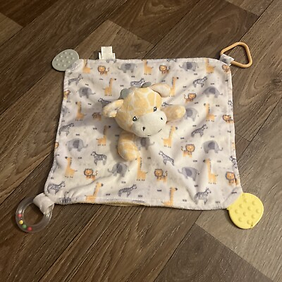 #ad Modern Baby Giraffe Security Blanket Lovey Rattle Teether Baby Toy Cream Tan 12” $4.25