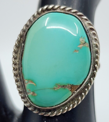 #ad Vintage Old Pawn Native American Sterling Silver Turquoise Ring Size 7 $63.60