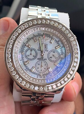 #ad Breitling For Bentley Motors Chronograph A44362 Stainless Steel Custom Diamonds $9975.00