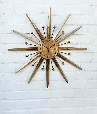 #ad #ad Gold Atomic Clock Starburst Wall Clock George Nelson Style Handmade 70s Sunburst $195.00