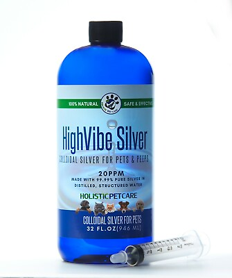 #ad Colloidal Silver for Pets Dogs Cats Birds 32 Oz. 20 PPM $40.95