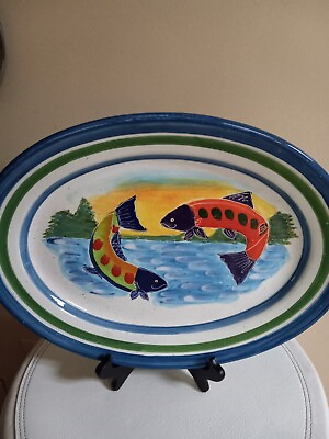 #ad Julie Ueland Salmon Trout Platter The Northwest Collection 2002 $35.99