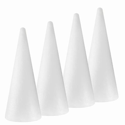 #ad 4 Pack Craft Foam Cones 4.6X15.4In Polystyrene Cone Shaped Foam Foam Tree C $37.89