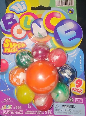 #ad JA RU Bouncy Balls Superballs Super Hi Bounce Pack of 9 Balls $9.99