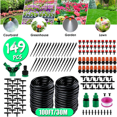 #ad 100Ft Misting Cooling System Patio Garden Mister Nozzle Irrigation Water Outdoor $17.49