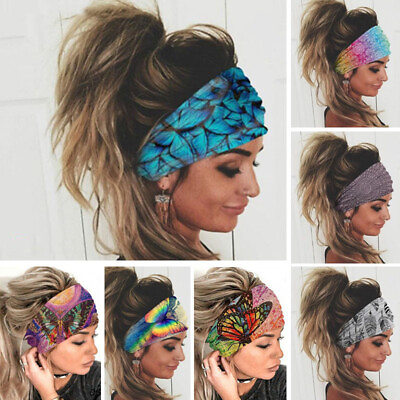 #ad Women Wide Turban Sports Headband Elastic Head Hair Band Stretch Gym Yoga $7.50