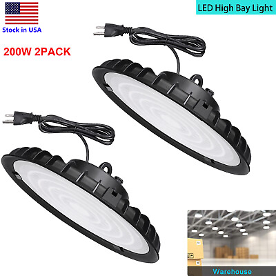 #ad 200W UFO LED High Bay Light FixtureCommercial Warehouse Shop Wet Location Light $52.69