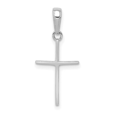 #ad Real 14kt White Gold Polished Cross Pendant $80.72