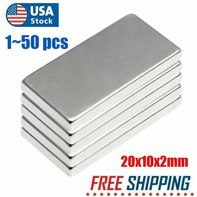 #ad Strong Magnets 20*10*2mm N52 grade neodymium block small thin rectangle magnet $6.29