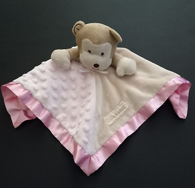 #ad Baby Gear Silly Monkey Baby Lovey Satin Security Blanket Pink Tan 14quot; Plush Toy $8.95