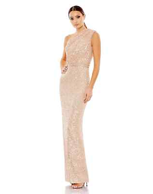 #ad IEENA FOR MAC DUGGAL SEQUINED ONE SHOULDER GOWN $398 Style 26694 Sz 12 Rose NWT $150.00