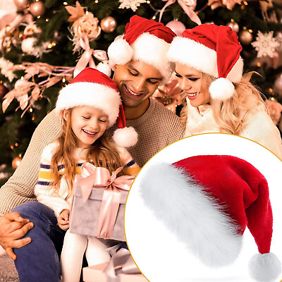 #ad Christmas Adults Kids Santa Hat Home Warm Plush Xmas Cap Cosplay Costume Hats $4.35