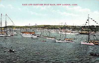 #ad Yale and Harvard Boat Race New London Connecticut Early Postcard Unused $12.00