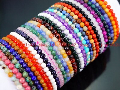 #ad 4mm Assorted Natural Gemstone Round Beads Stretchy Bracelets 7.5#x27;#x27; Reiki Chakra $2.21
