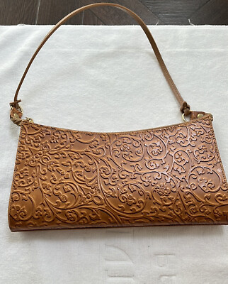 #ad Lovie Paris Brown Leather Print Handbag $12.99