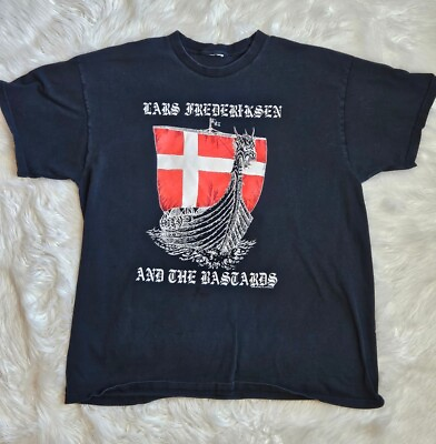 #ad Lars Frederiksen And The Bastards Danish Flag Ship Y2K Shirt Size LG $44.99