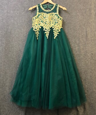 #ad Princess Anna Wedding Girls Green Dress Babygirl#x27;s Lace Round neck 10 11Y NWOT $19.90