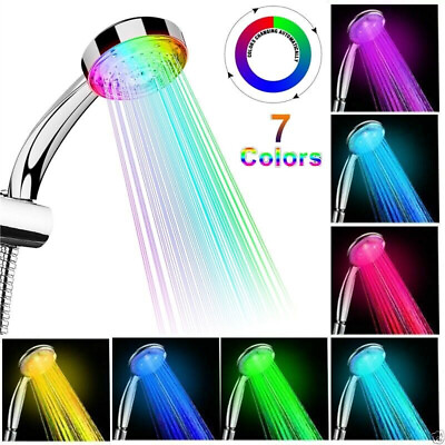 #ad Shower Head High Pressure 7 Color Changing Hand Held Water Rain Bath Spray Hose $8.95