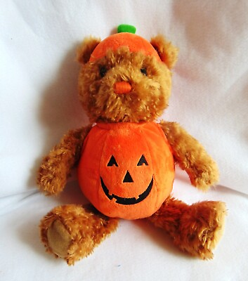 #ad Vintage Hallmark Halloween Bear 12quot; Fuzzy Jack o Lantern Stitched Nose $12.95