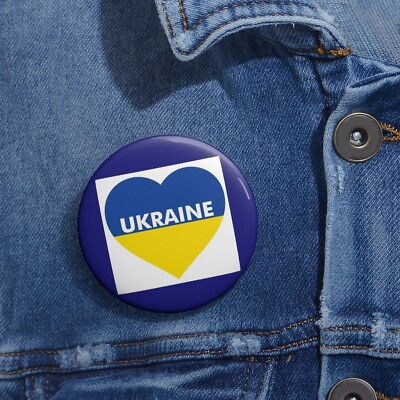 #ad I Love Ukraine Heart Pin Button $8.99