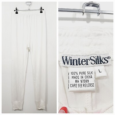 #ad Wintersilks Silk Long Underwear Base Layer Pants in Ivory White Women#x27;s Size L $30.00