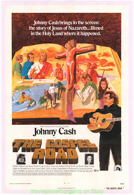 #ad Johnny Cash in Gospel Road: A Story of Jesus movie poster 1973 On Linen 27x41 $225.00