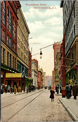 #ad Vtg Providence Rhode Island RI Westminster Street View 1910 Postcard $6.99
