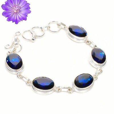 #ad Natural Blue Topaz Gemstone Jewelry 925 Sterling Silver Chain Bracelet For Girls $14.24