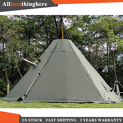 #ad Outdoor Camping Tent Teepee Tent 4 Season 2 Doors Hike Waterproof Tent Reathable $101.00