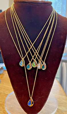 #ad LOT SIX 1980s VTG QUALITY GOLD PLATED amp; MULTICOLOR SYNTHETIC STONE NECKLACES $70.00