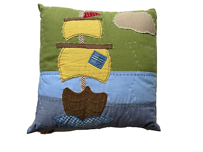 #ad Pottery Barn Kids Pirate Ship Decorative Pillow Cushion 12 quot; x 12 quot; Square NWT $19.99