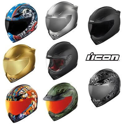 #ad 2024 Icon Domain Full Face Street Motorcycle Riding Helmet Pick Size amp; Color $280.00
